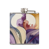 流体ラインの紫色と金色の抽象芸術水色 フラスク (裏面)