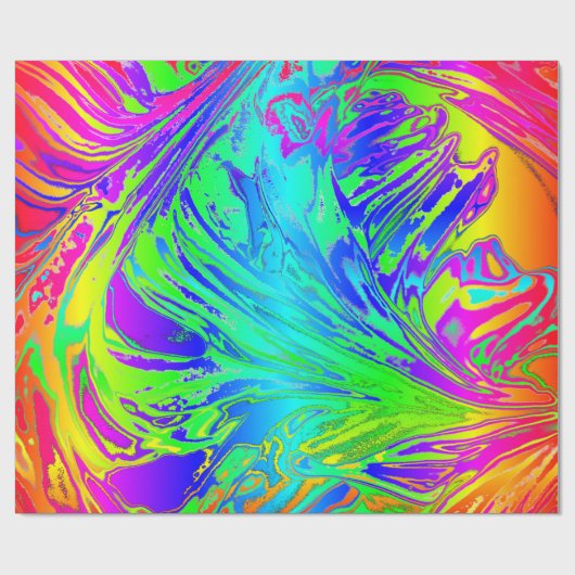 流体レインボー抽象芸術絵を描(ばちゃばちゃ)跳ねる ラッピングペーパー (フラット)