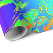 流体レインボー抽象芸術絵を描(ばちゃばちゃ)跳ねる ラッピングペーパー (ロールコーナー)