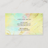 流体大理石の黄色い緑 名刺 (裏面)