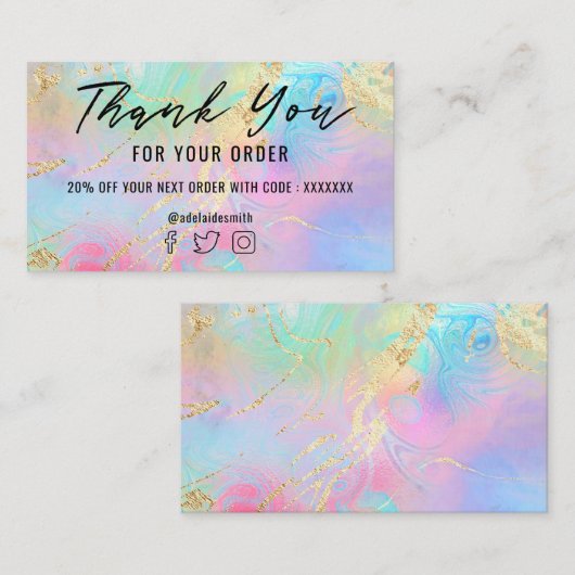 流体大理石フェイクホイル感謝していユーの名刺 名刺 (正面/裏面)