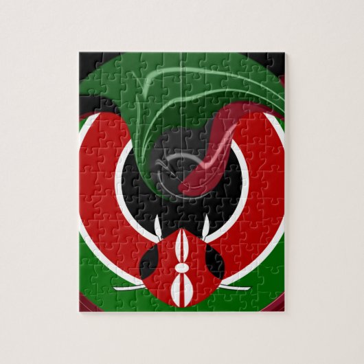 流体式ケニア国旗:モダンデザイン ジグソーパズル (縦)