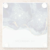 流体抽象芸術アルコールインク金ゴールドネイビーグリッター ガラスコースター (裏面)