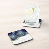 流体抽象芸術アルコールインク金ゴールドネイビーグリッター コースター (右側)