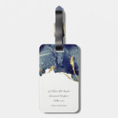 流体抽象芸術アルコールインク金ゴールドネイビーグリッター ラゲッジタグ (裏面縦)