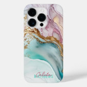 流体抽象芸術インクマゼンタ金ゴールドティール(緑がかった色)名 Case-Mate iPhoneケース (裏面)