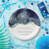 流体抽象芸術インク金ゴールドネイビーグリッターブライダルシャワー ペーパープレート (パーティー)