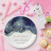 流体抽象芸術インク金ゴールドネイビーグリッターブライダルシャワー ペーパープレート (パーティー)