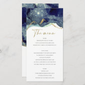 流体抽象芸術インク金ゴールドネイビーグリッターメニューカード サンキューカード (正面/裏面)