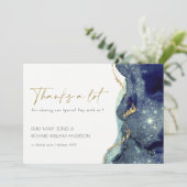 流体抽象芸術インク金ゴールドネイビーグリッター結婚ズ サンキューカード (スタンド正面)