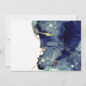 流体抽象芸術インク金ゴールドネイビーグリッター結婚ズ サンキューカード (裏面)