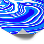 流体抽象芸術スワール（青と白） ポスター (角)