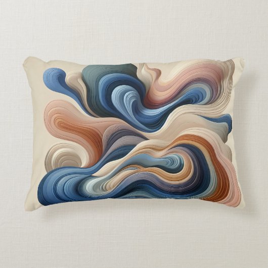 流体抽象芸術フロー – Earth & Blue Ribbon Art アクセントクッション (正面)