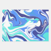 流体抽象芸術波（青と緑） ラッピングペーパーシート (正面3)
