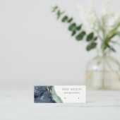 流体抽象芸術金ゴールドネイビーグリッターイヤリングディスプレイ スキニー名刺 (スタンド正面)