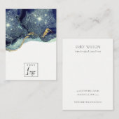 流体抽象芸術金ゴールドネイビーグリッターネックレスディスプレイ 名刺 (正面/裏面)