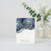 流体抽象芸術金ゴールドネイビーグリッター2イヤリングディスプレイ 名刺 (スタンド正面)