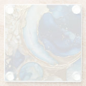 流体抽象芸術金ゴールド – 海軍ビーチ ガラスコースター (裏面)