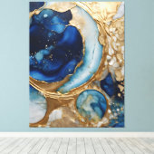 流体抽象芸術金ゴールド – 海軍ビーチ キャンバスプリント (インサイチュ (ウッドフロア))