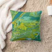 流体抽象芸術、緑、ライム、黄 クッション (ブランケット)