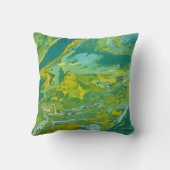 流体抽象芸術、緑、ライム、黄 クッション (裏面)