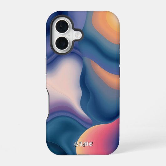流体波サンセット抽象芸術 iPhone 16ケース (裏面)