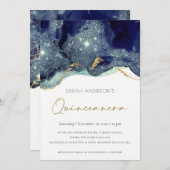 流体海軍グリッターキンセアニラ15誕生日招待状 サンキューカード (正面/裏面)