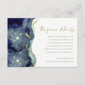 流体的な抽象的なゴールド ネイビー グリッター ウェディング ディテール エンクロージャーカード (正面)