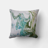 流体的な抽象的な大理石のグリーンとホワイトのモダン クッション (裏面)