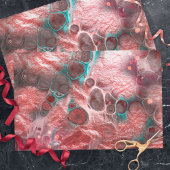 流体絵を描赤ティール（緑がかった色）ホイルきらめくライトアクセント 薄葉紙