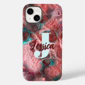 流体絵を描赤ティール(緑がかった色)ホイルきらめくライトアクセント Case-Mate iPhoneケース (裏面)