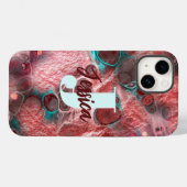 流体絵を描赤ティール(緑がかった色)ホイルきらめくライトアクセント Case-Mate iPhoneケース (裏面 (横))