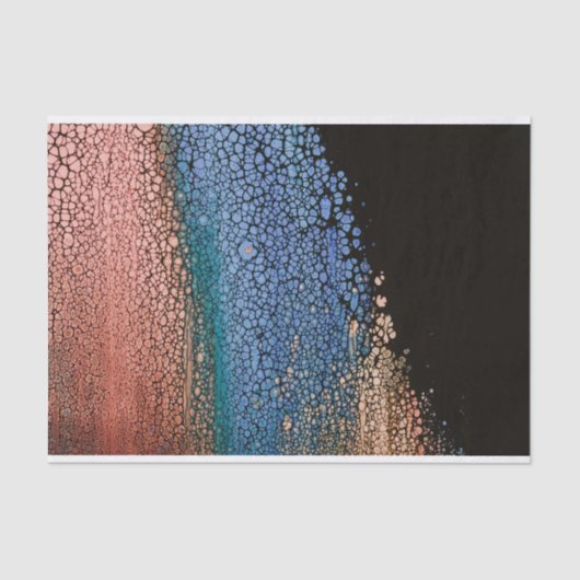 流体絵画のバラ金ゴールドと青 薄葉紙 (正面)