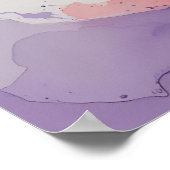 流体調和-抽象芸術水彩ティール(緑がかった色)、ピンク ポスター (角)