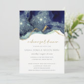 流体金ゴールドネイビーグリッターリハーサルディナー招待状 サンキューカード (スタンド正面)