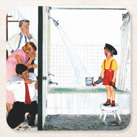 流出のたらい スクエアペーパーコースター (正面)