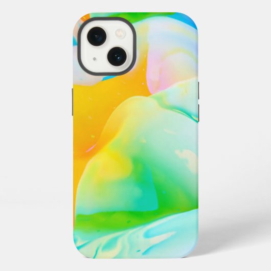 流動するネオンの抽象画 iPhoneケース (裏面)