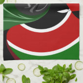 流動的なケニアの旗: 現代的なデザイン キッチンタオル (折り畳み)