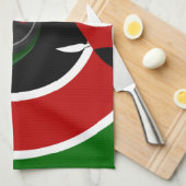 流動的なケニアの旗: 現代的なデザイン キッチンタオル (四つ折り)