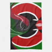 流動的なケニアの旗: 現代的なデザイン キッチンタオル (縦)