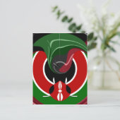 流動的なケニアの旗: 現代的なデザイン ポストカード (スタンド正面)