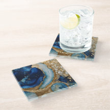 流動的な抽象ゴールドネイビービーチ
