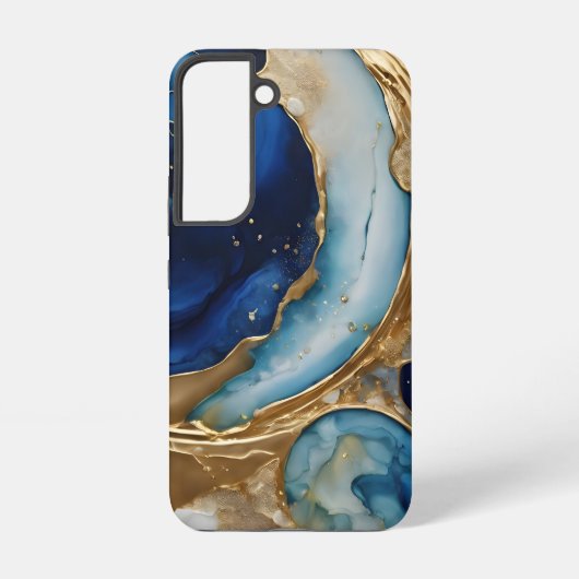 流動的な抽象ゴールドネイビービーチ SAMSUNG GALAXYケース (裏面)