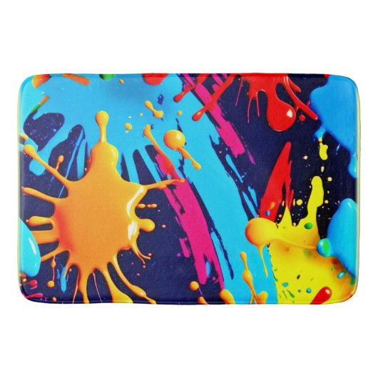 流動的絵を描なネオン バスマット (正面)