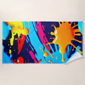 流動的絵を描なネオン ビーチタオル (正面)