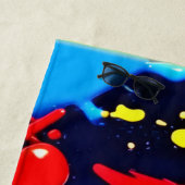 流動的絵を描なネオン ビーチタオル (インサイチュ)