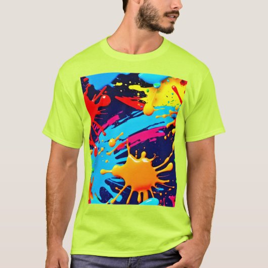 流動的絵を描なネオン Tシャツ (正面)