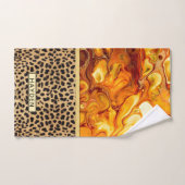 流動芸術は抽象的でパーソナライズなヒョウのプリントを注ぎます バスタオルセット (ハンドタオル)