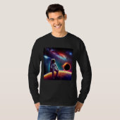 流星の上に座ってspを飛んでいる通る宇宙飛行士 tシャツ (正面フル)