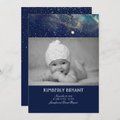 流星の星明かりの夜ベビーの写真の誕生 案内状 (正面/裏面)